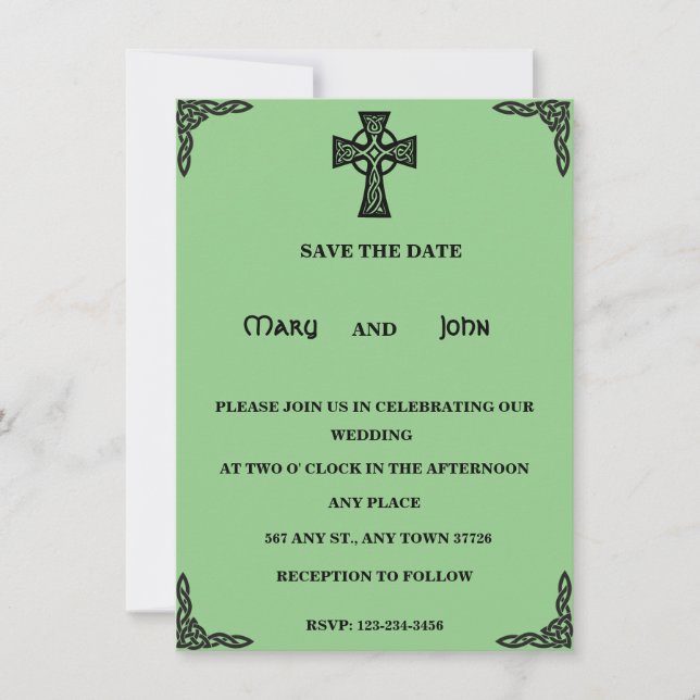 Celtic Cross Wedding Invitation (Front)