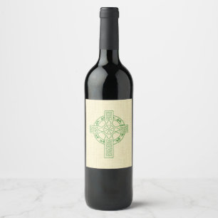 Celtic Cross With Shamrock Ring Wine Label