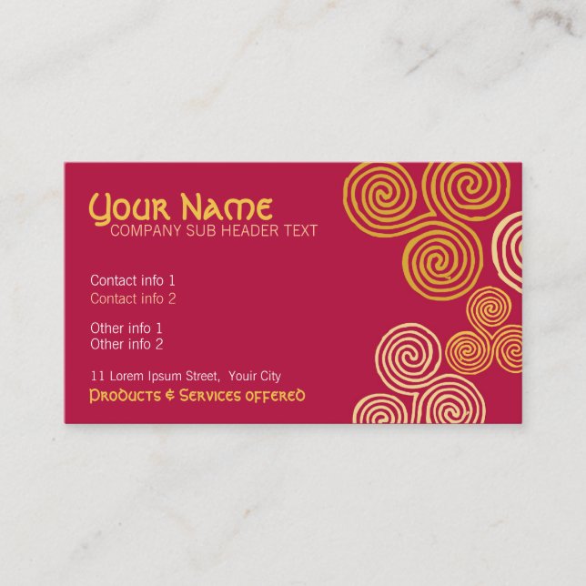 Celtic Curl Swirl Business Card (Front)