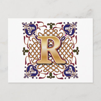 Celtic Design Letter R Postcard
