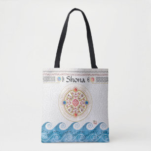 Celtic Design over Blue Sea Tote Bag