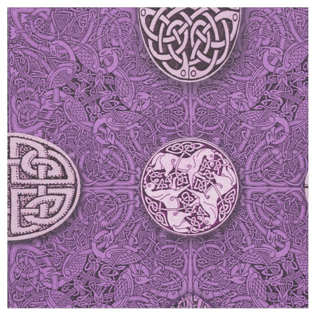 Celtic Dogs, Horses and Birds Fabric (Close Up)