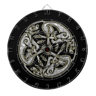 Celtic dogs traditional ornament gold and silver dartboard