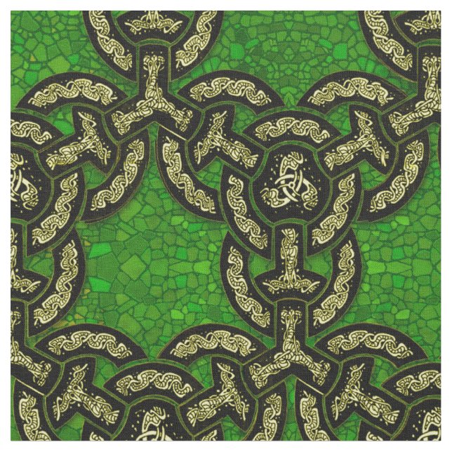 Celtic Dragon Chain in  Dark Green Fabric (Close Up)