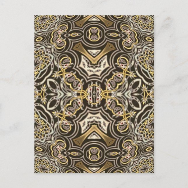 Celtic Dragon Delight Kaleidoscope Mandala Postcard (Front)