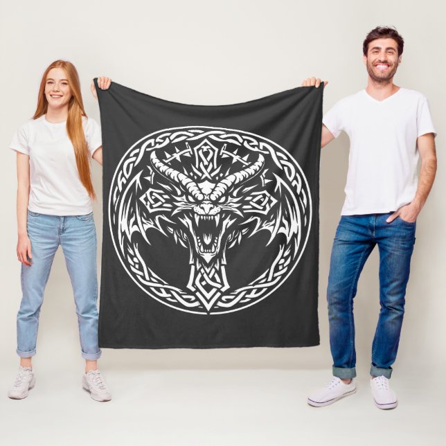 Celtic Dragon Emblem by BurnsInHell Fleece Blanket (In Situ)