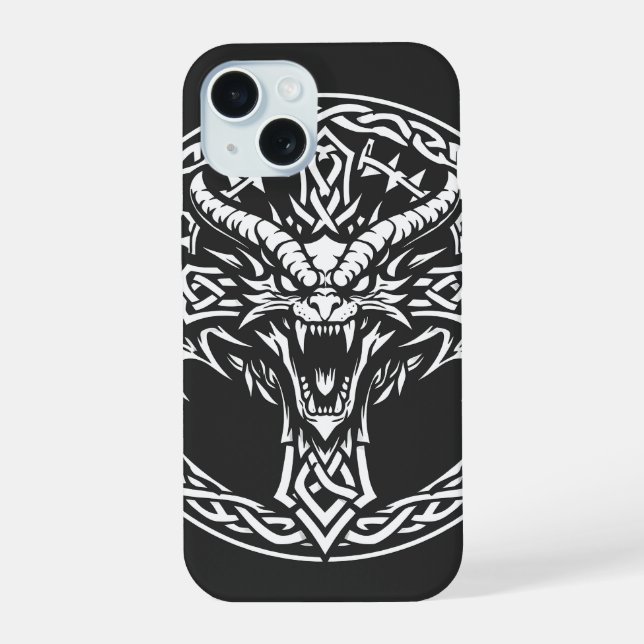 Celtic Dragon Emblem by BurnsInHell iPhone 15 Case (Back)