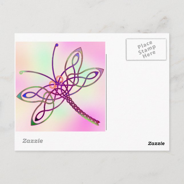 Celtic Dragonfly Light Postcard (Back)