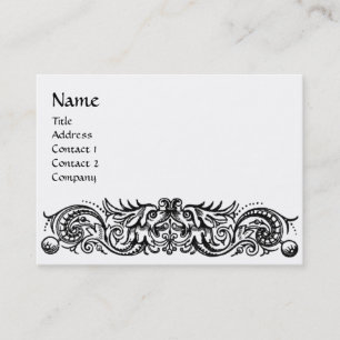 CELTIC DRAGONS  BLACK WHITE MONOGRAM BUSINESS CARD