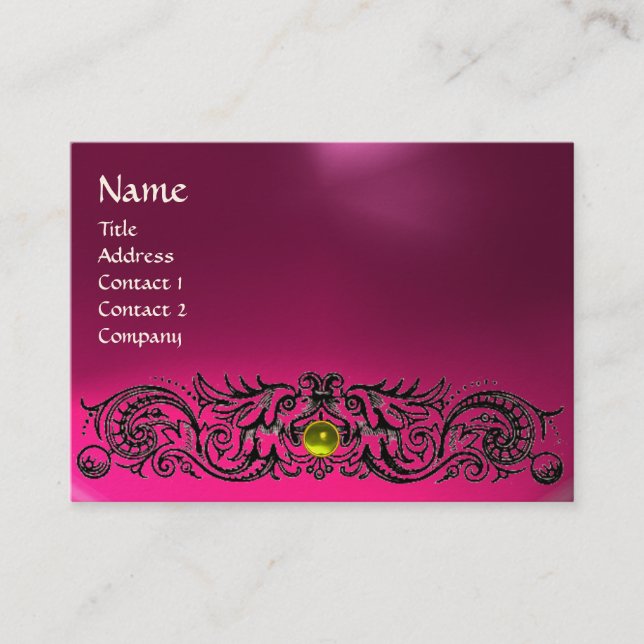 CELTIC DRAGONS MONOGRAM  TOPAZ  pink amethyst Business Card (Front)
