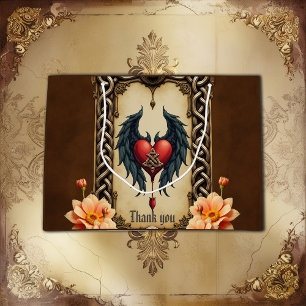 Celtic elegance with a heart and wings large gift bag