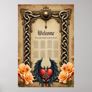 Celtic elegance with a heart and wings. poster