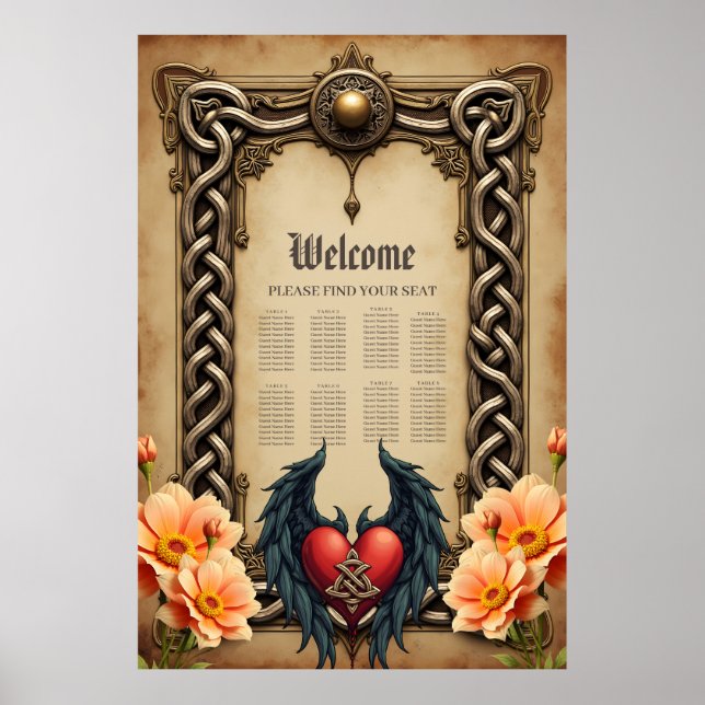 Celtic elegance with a heart and wings. poster (Front)