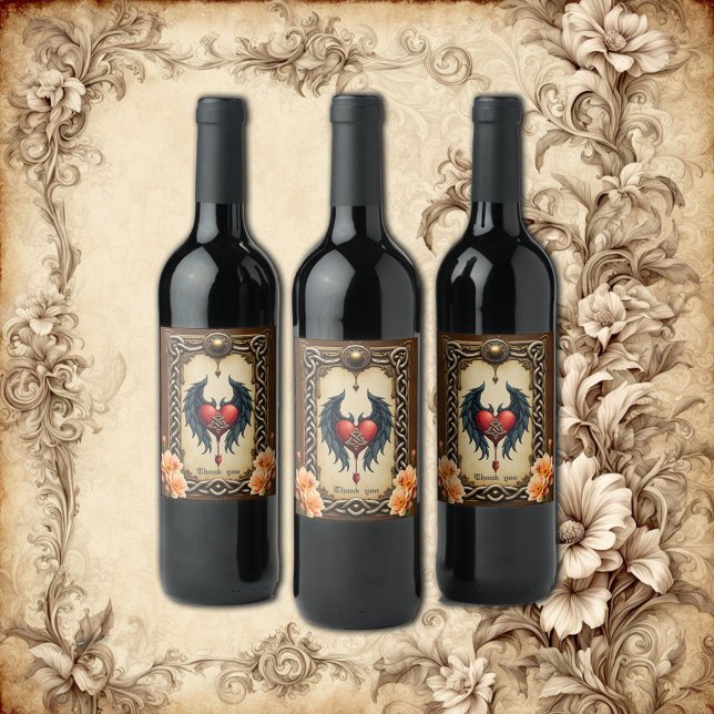 Celtic elegance with a heart and wings.  wine label (Creator Uploaded)