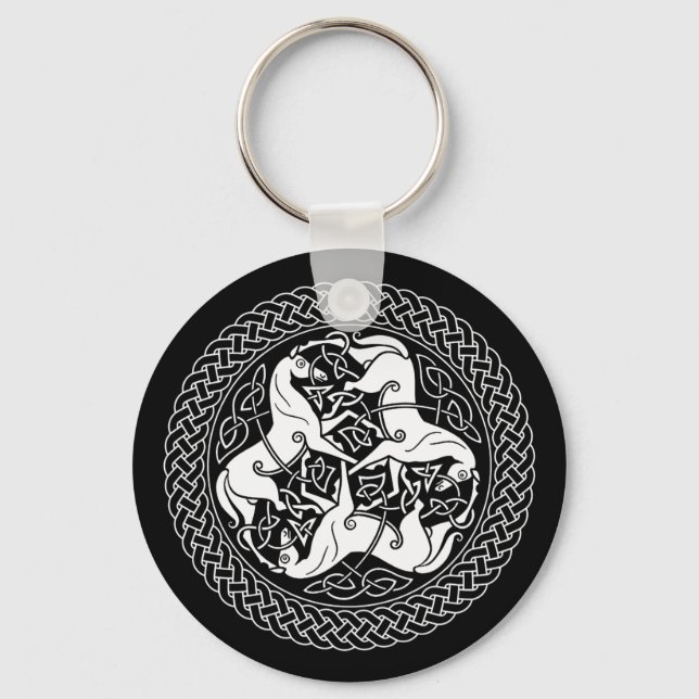 Celtic Epona Knot with Horses Key Ring (Front)