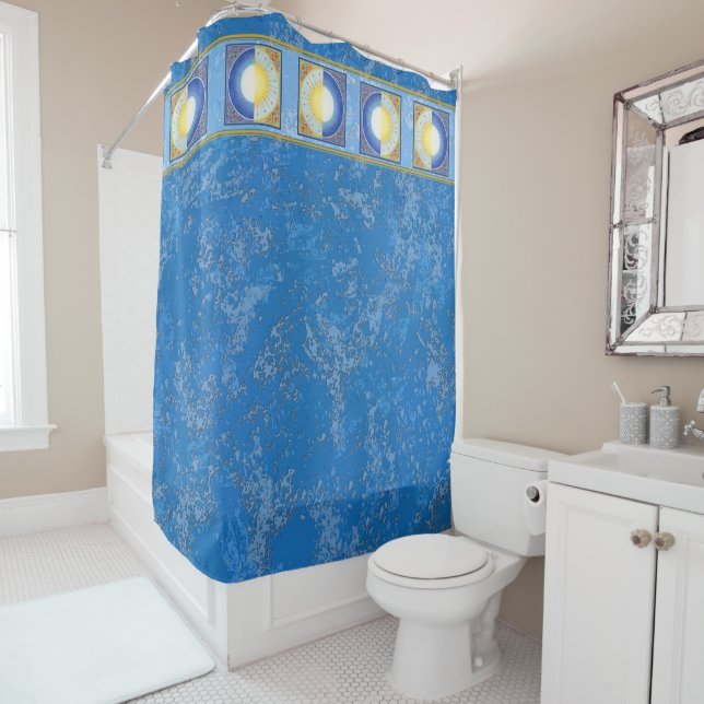 Celtic Equinox Sun & Moon Shower Curtain (In Situ)