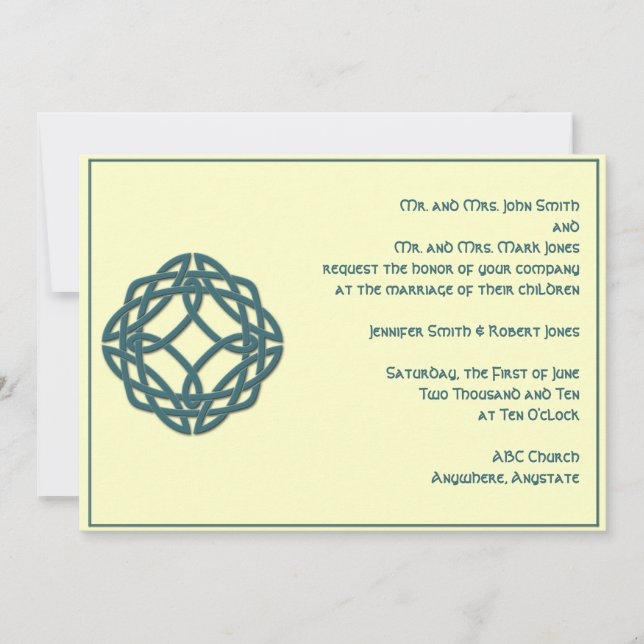 Celtic Eternity Knot Teal Wedding Invitation (Front)