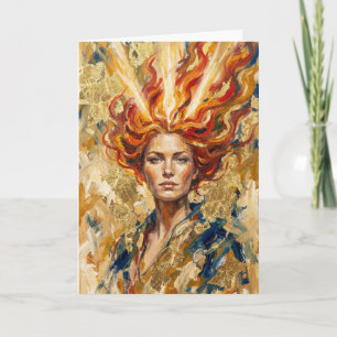 Celtic Fire Goddess Brigid Gold Leaf Fantasy Art Card