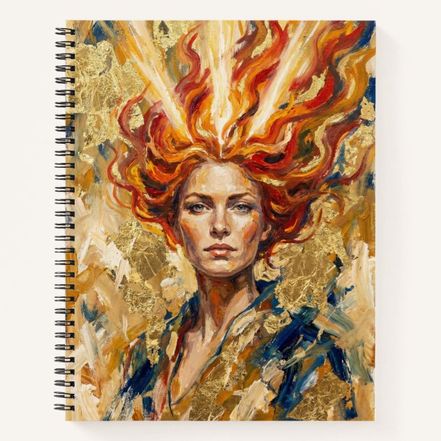 Celtic Fire Goddess Brigid Gold Leaf Fantasy Art Notebook (Front)