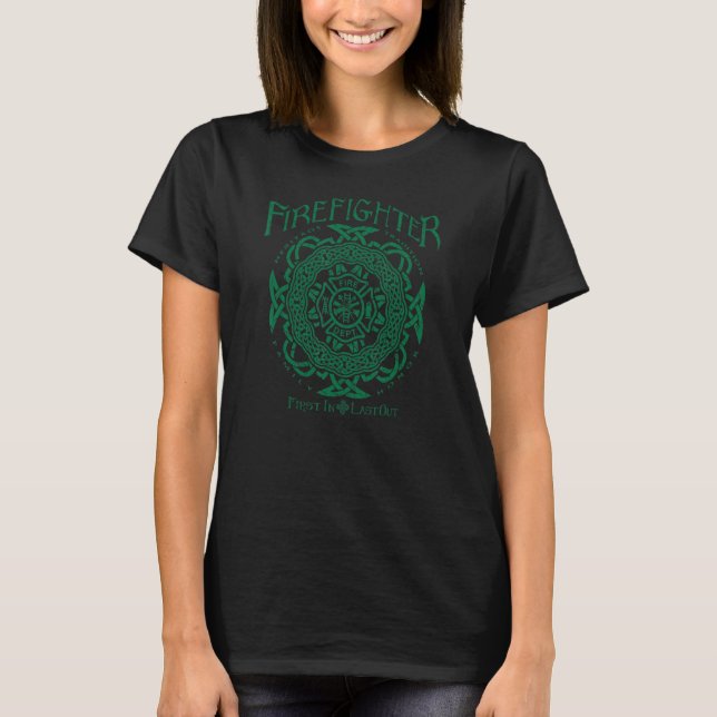 Celtic Firefighter Green Version T-Shirt (Front)
