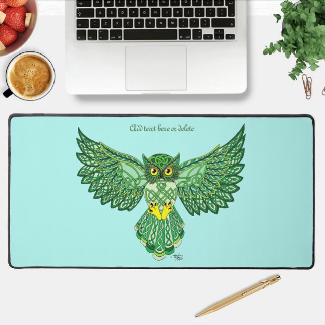 Celtic Flight Owl Green Desk Mat (Creator Uploaded)