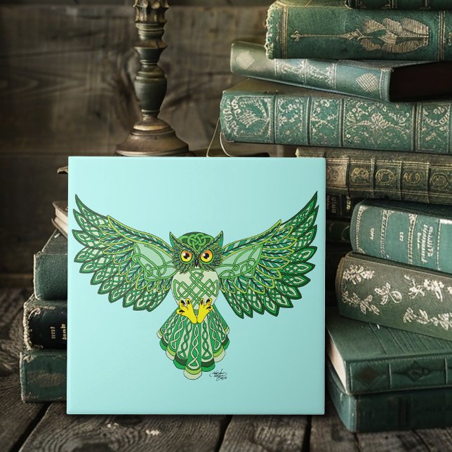 Celtic Flight Owl Green Tile (Creator Uploaded)