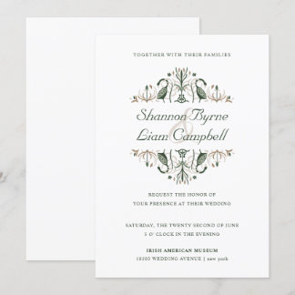 Celtic Folk Art | Modern Floral Irish Wedding Invitation