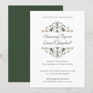 Celtic Folk Art | Modern Floral Irish Wedding Invitation
