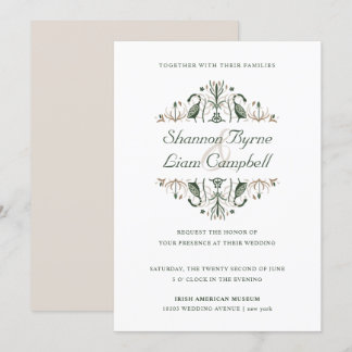 Celtic Folk Art | Modern Floral Irish Wedding Invitation