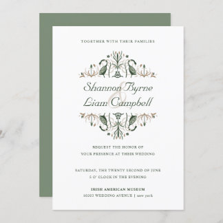 Celtic Folk Art | Modern Floral Irish Wedding Invitation