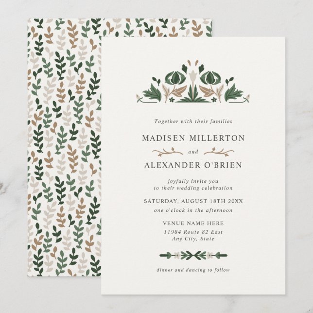 Celtic Folk Art Wedding Invitation (Front/Back)