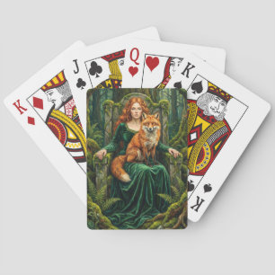 Celtic Forest Queen Red Fox Witch Fantasy Art ( Playing Cards