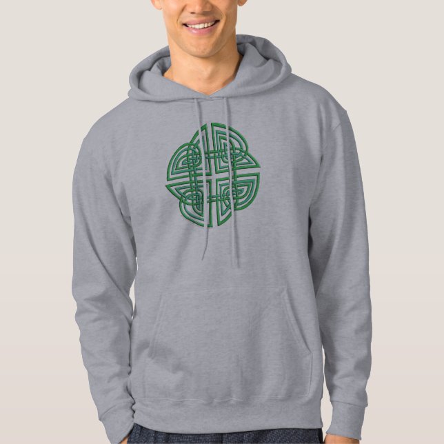 Celtic Four Leaf Clover in Knotwork Hoodie (Front)