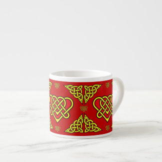 Celtic/Gadhlig braided heart knot, gold 2, red Espresso Cup