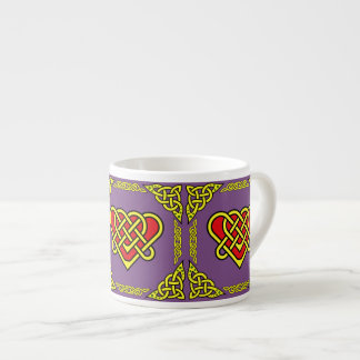 Celtic/Gadhlig braided heart knot, gold, 3, purple Espresso Cup