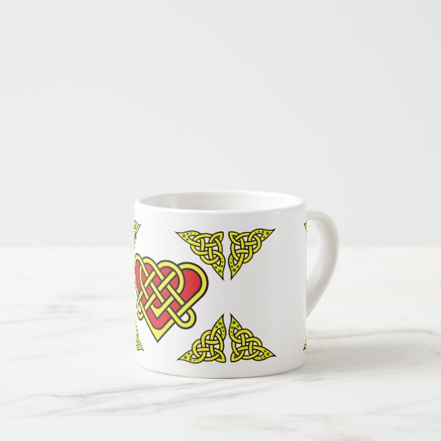 Celtic/Gadhlig braided heart knot, gold Espresso Cup (Front Right)