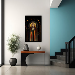 Celtic Goddess Brigid Rainbow Gold Black Art  Poster