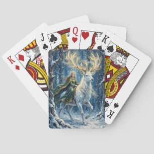 Celtic Goddess & Glowing White Stag Playing Cards