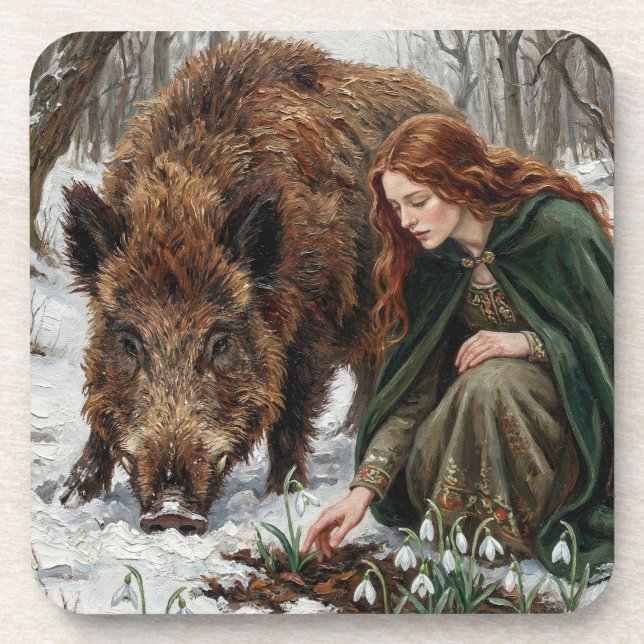 Celtic Goddess & Wild Boar Coaster (Front)