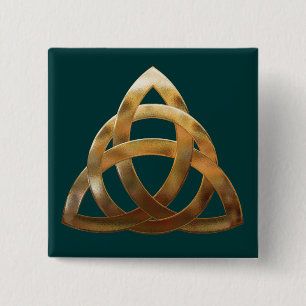 Celtic Gold Trinity Knot 15 Cm Square Badge