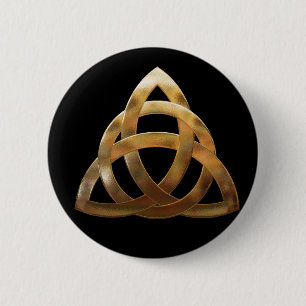 Celtic Gold Trinity Knot 6 Cm Round Badge