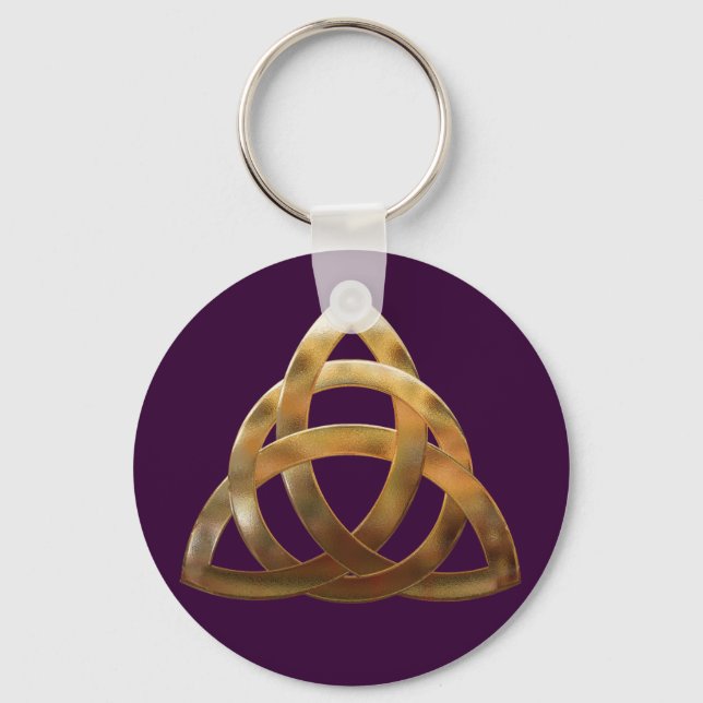 Celtic Gold Trinity Knot Key Ring (Front)