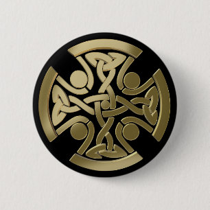Celtic golden knot 6 cm round badge