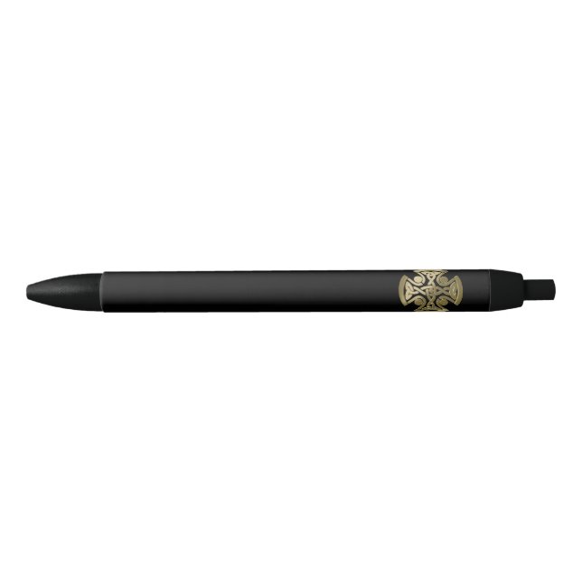 Celtic golden knot black ink pen (Front)