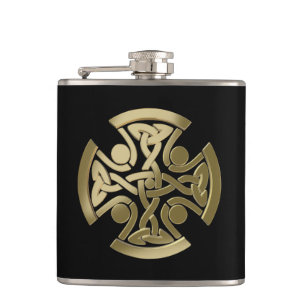 Celtic golden knot hip flask
