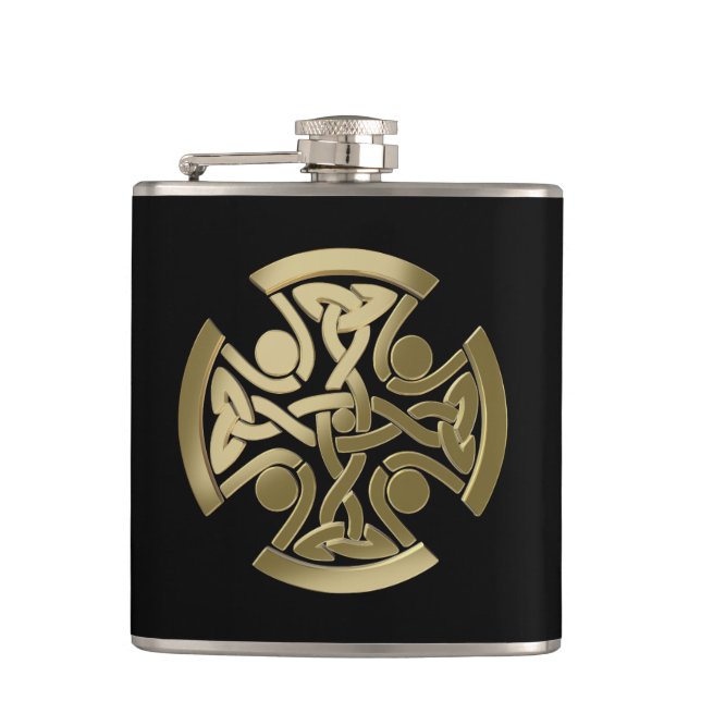 Celtic golden knot hip flask (Front)