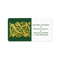 Celtic Golden Snake on Dark Green labels