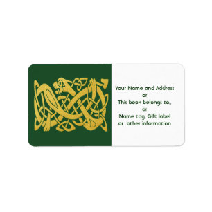 Celtic Golden Snake on Dark Green labels
