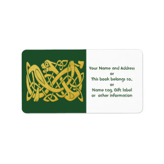 Celtic Golden Snake on Dark Green labels