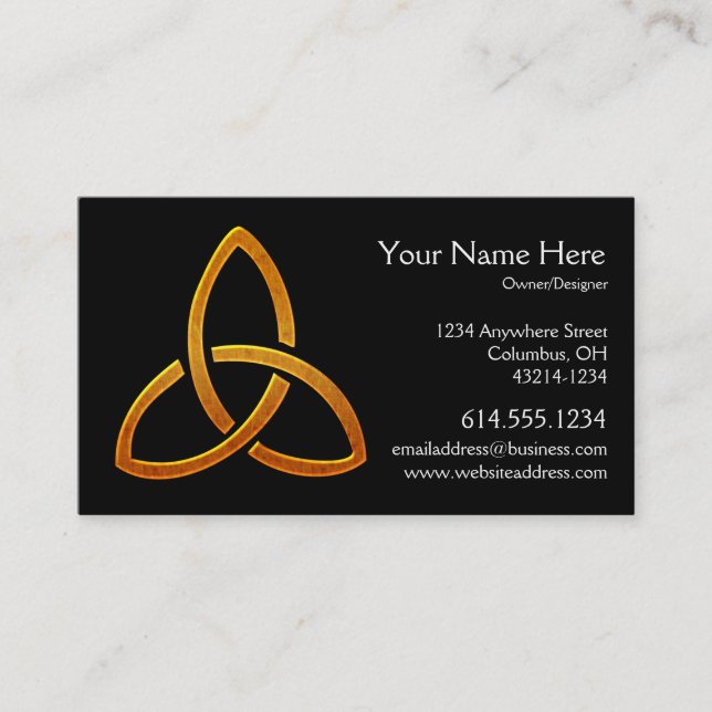 Celtic Golden Trinity Symbol Business Card (Front)